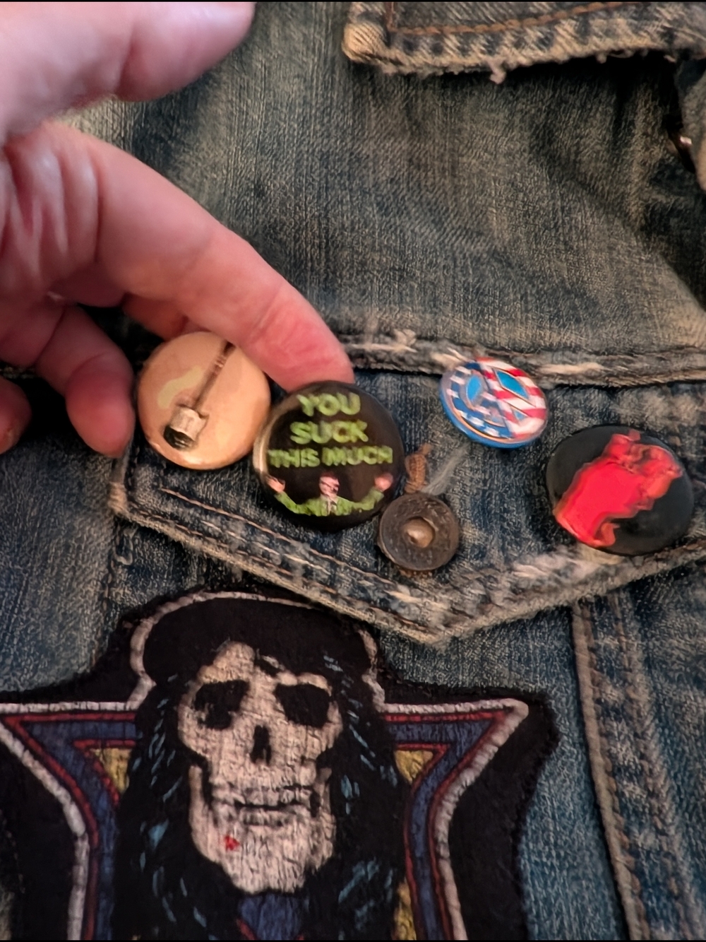 Custom Denim Jacket with Ozzy Osbourne Patch and Skull Cross - Picture 10 of 10